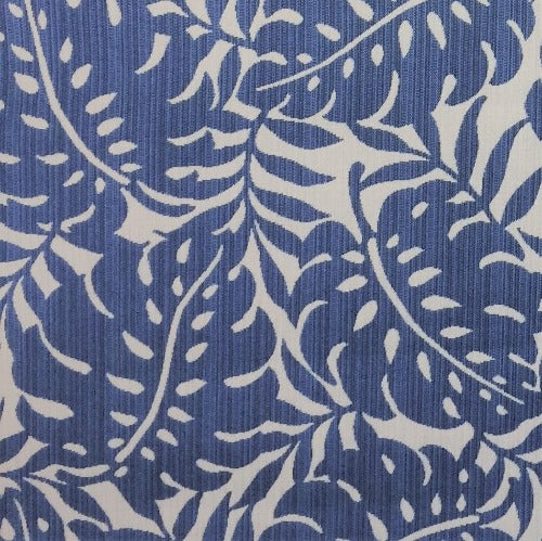Dynväv på metervara, Blå Monstera (blå blad) Måttillverkade dynor - Kvarnby Textil ABDynväv Metervara Tålig vattenavstötande Smutsavvisande Textil Sunbrella